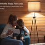 LED Tripod Floor Lamp Standing Tall Lamps with Grey Cylinder Shade and Convenient Pulling Switch Standard Lights for Reading Living Room Lounge Bedroom Office Studio (FREE POSTAGE) Image 2