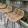 Set of 4 rattan/ bamboo bar stools with metal legs Image 3