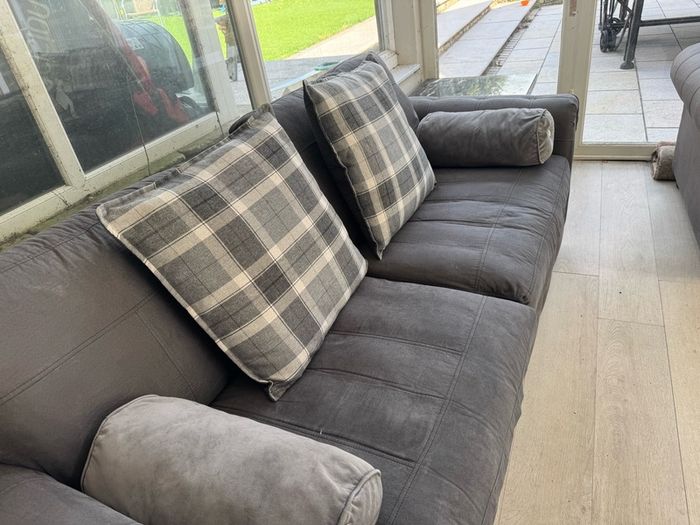 Grey 3-Seater & 2-Seater sofas & Marble Coffee & Lamp tables & Ottoman