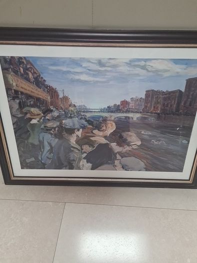 Vintage framed print of Jack B Yeats Liffey Swim