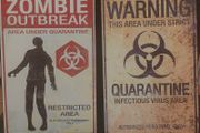 Halloween decoration zombie outbreak/Quarantine metal signs