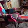 2 wingback armchairs, headboard & footstool Image 2