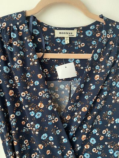 Monteau navy print belted dress size 10 - new