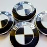 Set of 4 brand new 56mm BMW BLACK / WHITE alloy wheel caps 56 Image 8