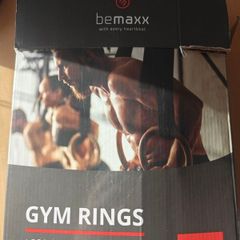 bemaxx Wooden Gym Rings  Gymnastic Rings Set with Door Anchor  Excellent Condition