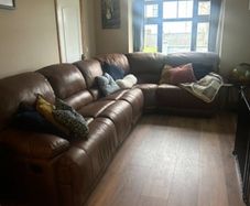 Leather corner recliner sofa