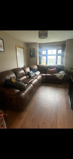Leather corner recliner sofa