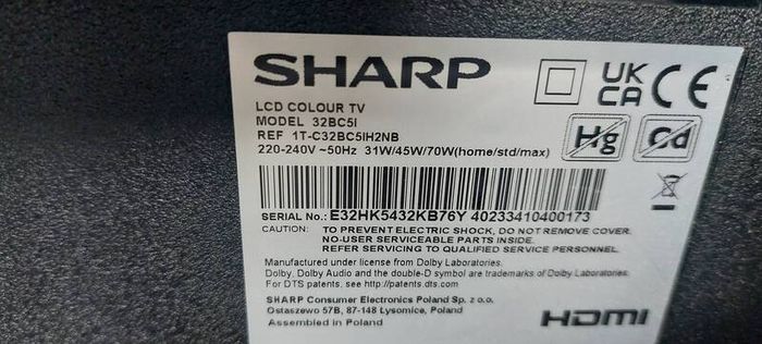 Sharp 32" smart tv