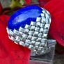 Vintage 1970s Large Lapis Lazuli 18ct White Gold Ring Image 6