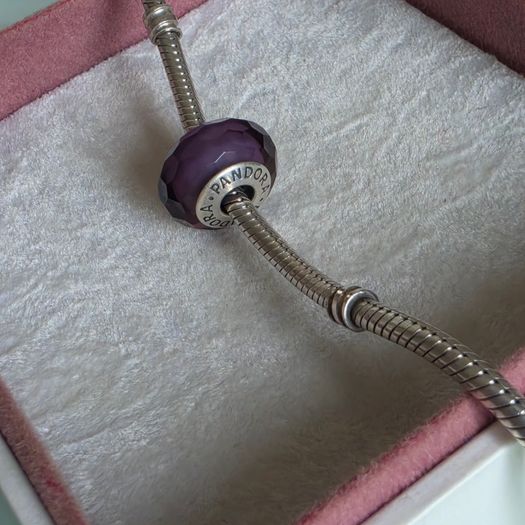 Pandora purple fascinating faceted murano glass charm perfect condition