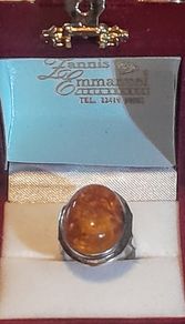 935 high silver large Amber ring