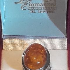 935 high silver large Amber ring