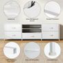 TV Stand Cabinet, TV Unit with 5 Drawers, 140 cm, White TV Console Table with Storage Organizers, Entertainment Center with Open Shelf for Living Room, Bedroom Image 4