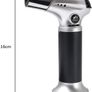 Blow Torch, Kitchen Torch, Refillable Butane Gas Torch Lighter with Safety Lock, Adjustable Flame with 2 Brush for Cooking, BBQ, Pastries, Soldering (Butane Gas Not Included) Silver Image 2