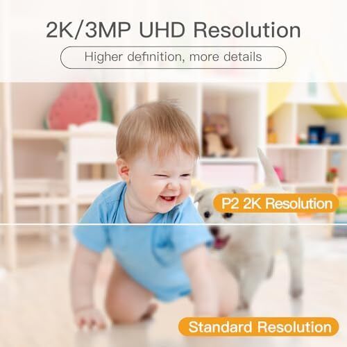 Pet Dog Cameras with App,2K 3MP Indoor Security Camera for Baby Cat Puppy Nanny,360 degree Night Vision,Sound Detection,Motion Tracking