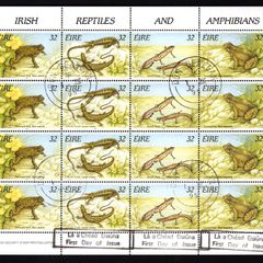 1995 Ireland Fauna & Flora: Reptiles and Amphibians Commemorative Stamp Sheetlet Fine Used with Dundalk (Dun Dealgan) and First Day of Issue Cancel