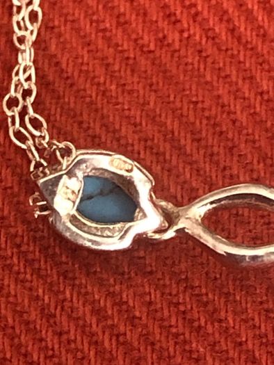 silver chain and pendant tourquise stone