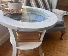 Solid wood white distressed accent/side  table