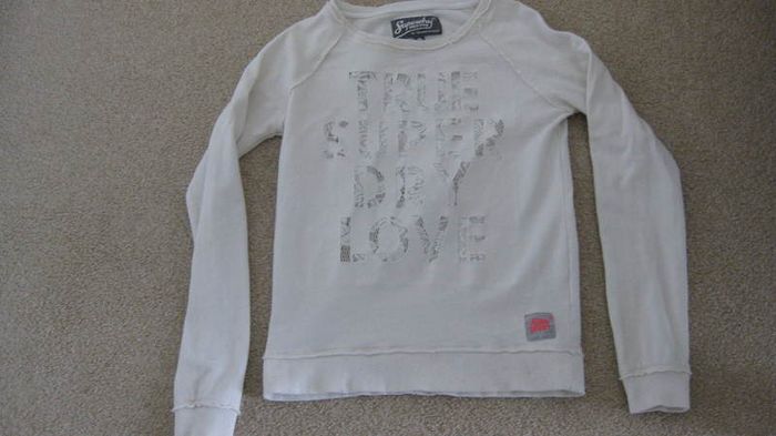 ladies cream/beige Superdry stressed look sweater size small/8 to 10