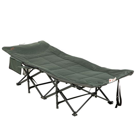 Foldable Sun Lounger, Padded Patio Camping Bed with Carry Bag, Magazine Bag and Cup Holder for Outdoor, Garden, Porch, Grey