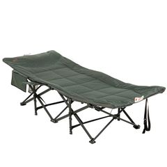 Foldable Sun Lounger, Padded Patio Camping Bed with Carry Bag, Magazine Bag and Cup Holder for Outdoor, Garden, Porch, Grey