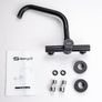 Ibergrif Kitchen Tap Wall Mounted 360 Rotation - Mixer Tap with Adjustable Mounting Hole Tap Kitchen Wall Tap Sink Black Image 7