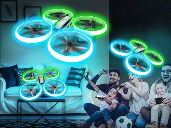 Drones for Kids,RC Drone with Altitude Hold and Headless Mode,Quadcopter with Blue & Green Lights,Propellers Full Protect and Double Batteries,Easy to fly Gift Toy for Boys and Girls (FREE POSTAGE)