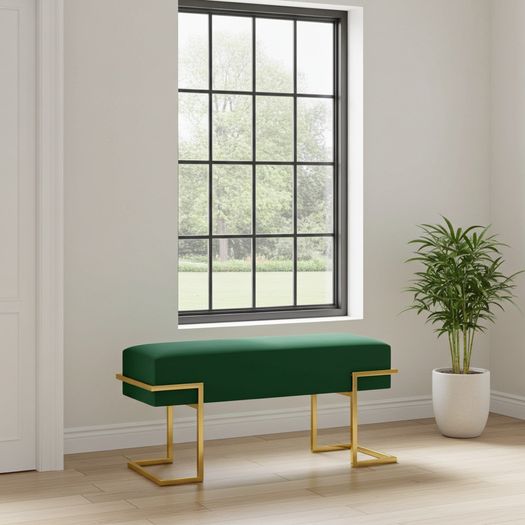 Axon Modern Pink Velvet Bench with Gold Metal Frame 100x34x45cm
