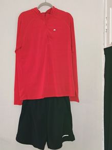 Monterrain Running Set  Long Sleeve Half Zip Top & Shorts  Size Large