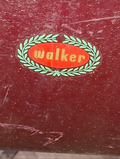 Antique Burgundy Doll's Pram, Manufactured by Walker around the 1940s, It features a Coach-Built Style Carriage with distinctive Wire-Spoke Wheels and Hard Rubber Tires Collection Only