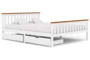 Bed Frame with 2 Drawers White Solid Pine Wood 160x200 cm