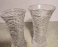 Set Of 2 Small maybe Waterford Crystal Vases Not Stamped In Good Condition. No 30