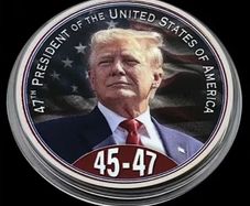 Commemorative Coin - 45th & 47th US Presidents, new, unopened.