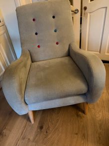 DFS Signature Button-Effect Armchair with Matching Stool