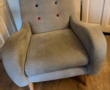 DFS Signature Button-Effect Armchair with Matching Stool