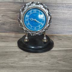 Vintage Majak Desk Clock Soviet Crystal Glass Clock USSR Mechanical Wind Up 1970s Not Working Parts Repair