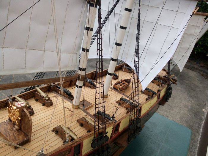 Handmade model ship-12gun briganteen Sarah from Patrick O'Brien novels