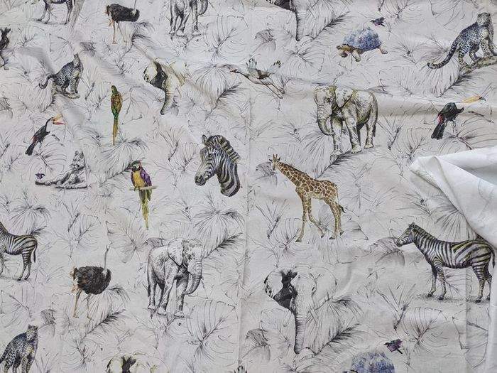 Brand New Fabric - Heavy Cotton - Jungle Drawing