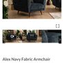 Navy Velvet Large Armchair Image 2
