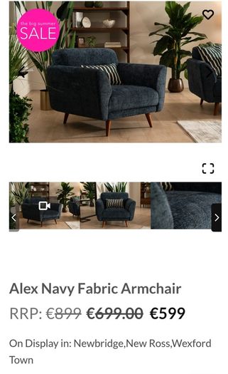 Navy Velvet Large Armchair