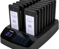 Restaurant Pager 16 Coasters Paging System Max 98 Nursery Pager Wireless Paging Queuing Calling System Touch Screen with Vibration