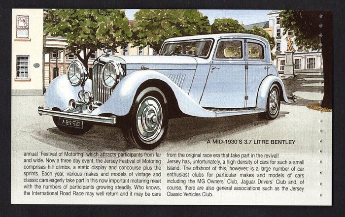 2005 Jersey Motor Festival Classic Cars Commemorative Stamps Booklet Mint Never Hinged (MNH) Photos of panes including