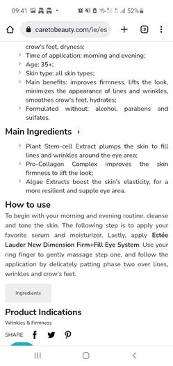 Brand New Estee Lauder New Dimension Firm + Fill Eye System 2ml Sample Package 10ml + 10ml