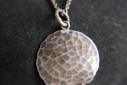 Vintage Sterling Silver 925 Pendant Hammered Round Pendant and Necklace