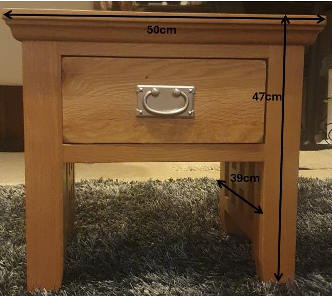 Solid Oak Coffee Table & 2 Matching Lamp Tables Set