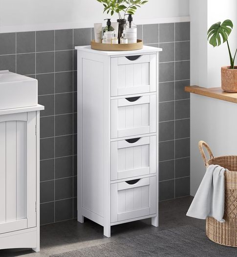 New Bathroom Floor Storage Cabinet (Matte White) FREE P&P