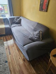 Large L-Shaped Sectional Sofa with Storage (Needs Covers/TLC)