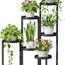 6 Tier Plant Stand Indoor Tall, Corner Metal Tiered Plant Stands Outdoor for Multiple Plants, Folding Iron Flower Display Holders Rack Shelf, Black Image 3