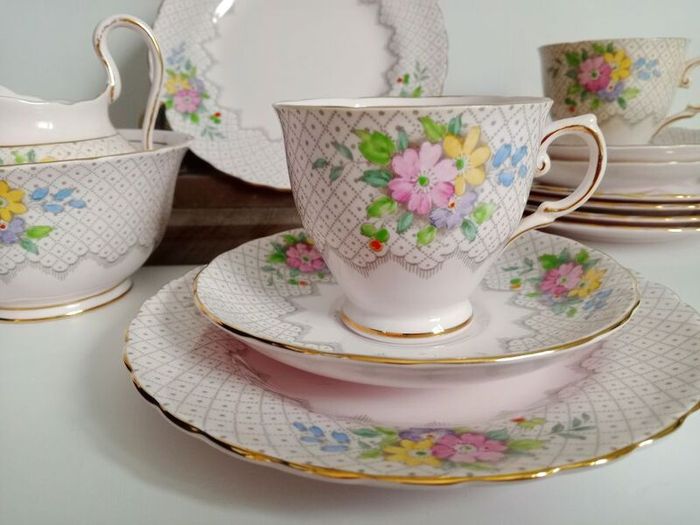 Vintage china tea set, Tuscan china , pink china lot
