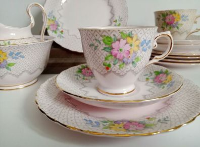 Vintage china tea set, Tuscan china , pink china lot